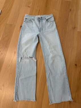 Light Blue High-Rise Straight Leg Jeans